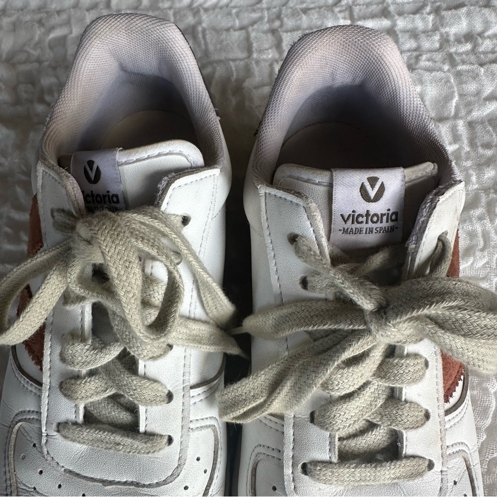 Victoria Spain Leather Sneakers White Brown Casual Trainer EU38 US 8 - Picture 10 of 11
